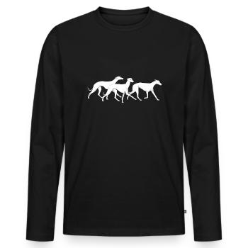 Trois whippets - T-shirt manches longues Premium bio Homme - noir - Devant - Nico (187cm)
