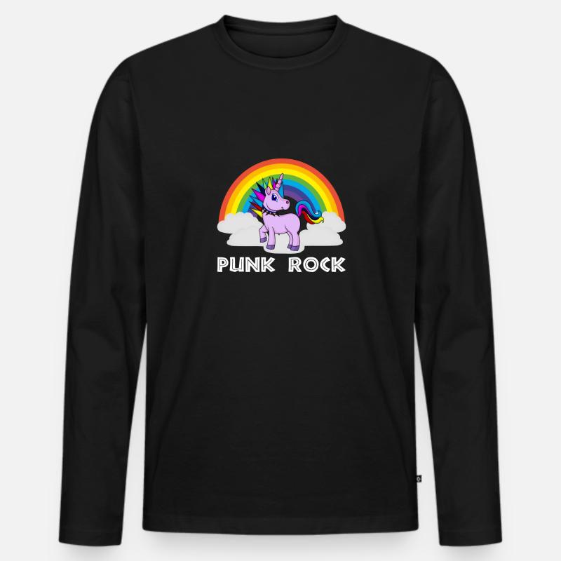 Punk Rock Einhorn - Männer Premium Bio Langarmshirt - Schwarz