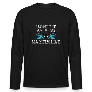 maritime liebe maritimes Küstenleben - Männer Premium Bio Langarmshirt - Schwarz - Vorne - Nico (187cm)