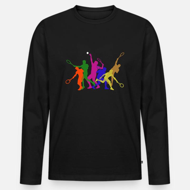 Tennis - Männer Premium Bio Langarmshirt - Schwarz