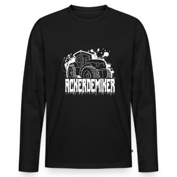 Acker demiker Spruch mit einem Trecker Splash - Männer Premium Bio Langarmshirt - Schwarz - Vorne - Nico (187cm)