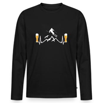 Apres Ski Bier Weizen Geschenk lustig EKG - Männer Premium Bio Langarmshirt - Schwarz - Vorne - Nico (187cm)