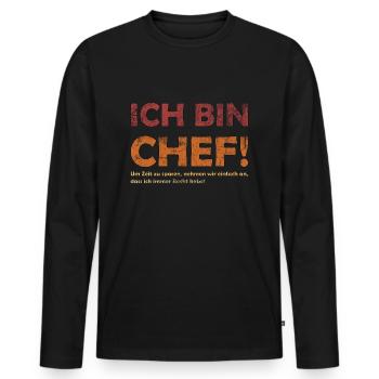 Ich bin der Chef - Männer Premium Bio Langarmshirt - Schwarz - Vorne - Nico (187cm)