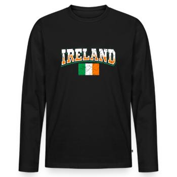Ireland Fan - Men's Premium Organic Long Sleeve Shirt - black - Front - Nico (187cm)