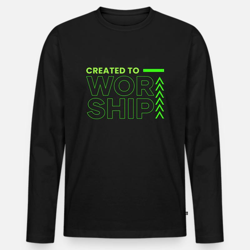Geschaffen, um anzubeten - Männer Premium Bio Langarmshirt - Schwarz