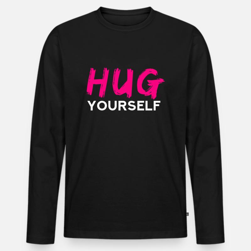 HUG Yourself - Männer Premium Bio Langarmshirt - Schwarz