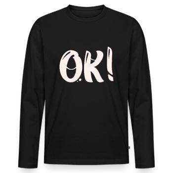 Ja - Ok - Männer Premium Bio Langarmshirt - Schwarz - Vorne - Nico (187cm)