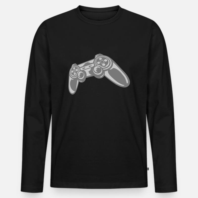 Gamer Konsole Retro Controller - Männer Premium Bio Langarmshirt - Schwarz