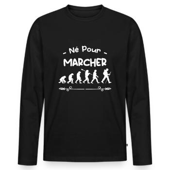 né pour marcher évolution - T-shirt manches longues Premium bio Homme - noir - Devant - Nico (187cm)