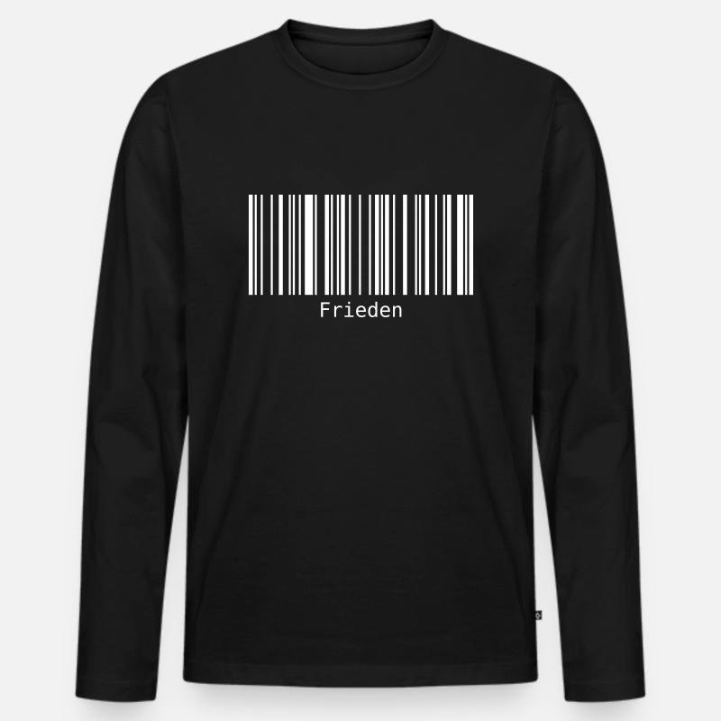 Frieden Barcode Friedenszeichen Strichcode Symbol - Männer Premium Bio Langarmshirt - Schwarz