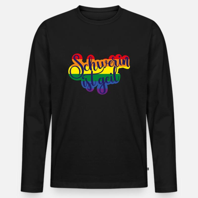 ! Regenbogen - Männer Premium Bio Langarmshirt - Schwarz