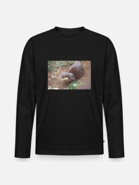 Asian small-clawed otter Zwergotter - Men's Premium Organic Long Sleeve Shirt - black