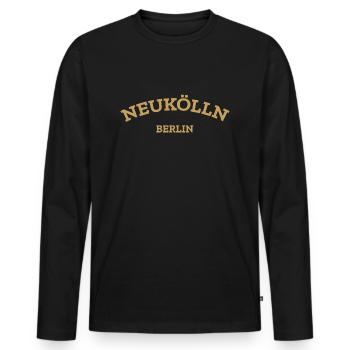 Berlin - Neukölln - Berlinerin - Berliner Bär - Männer Premium Bio Langarmshirt - Schwarz - Vorne - Nico (187cm)