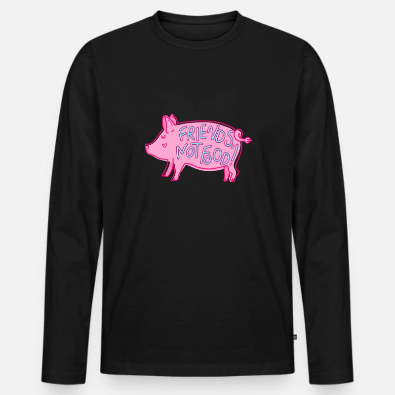 Maiale dolce che dice amici non cibo vegano - Maglia a manica lunga ecologica premium da uomo - nero