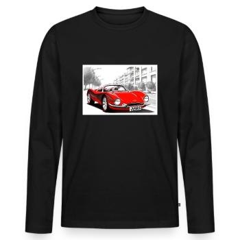 Voiture de sport rétro rouge - T-shirt manches longues Premium bio Homme - noir - Devant - Nico (187cm)
