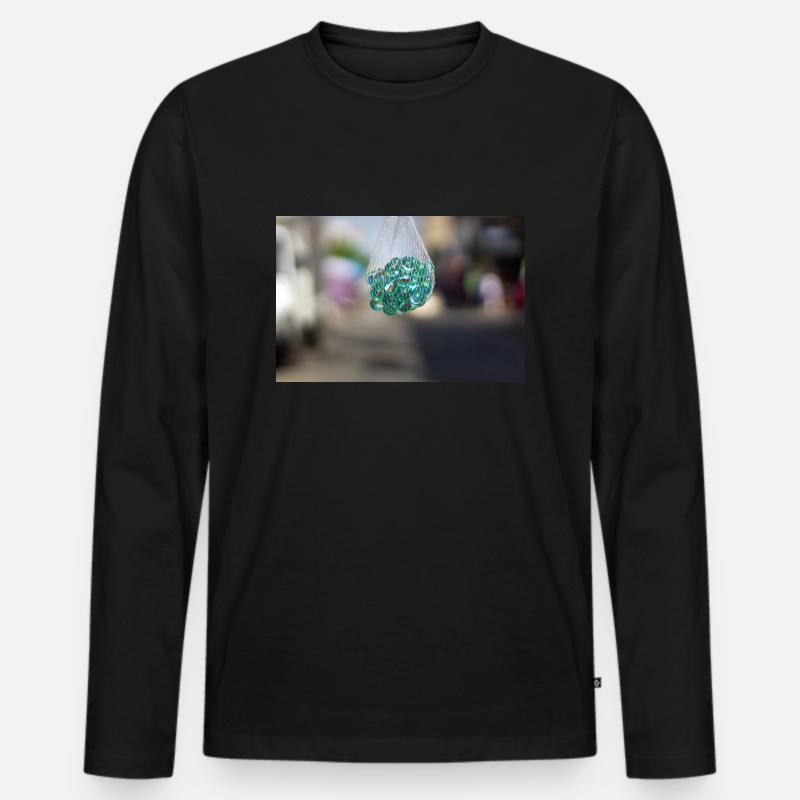Der Sack mit Murmeln - Männer Premium Bio Langarmshirt - Schwarz