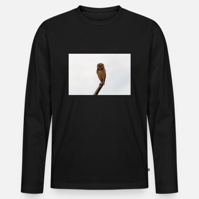 Die Eule - Männer Premium Bio Langarmshirt - Schwarz