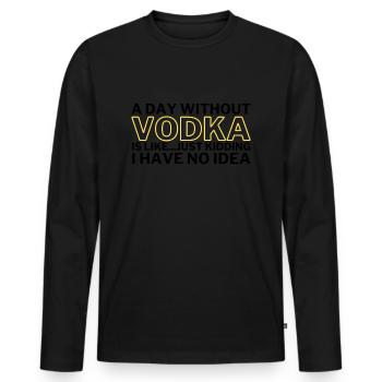Vodka drôle Une journée sans vodka - T-shirt manches longues Premium bio Homme - noir - Devant - Nico (187cm)