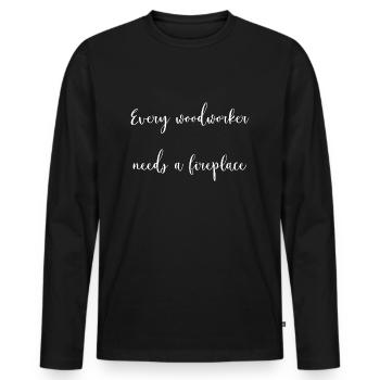 Abattage de l’insigne d’abatteur d’arbres charpentiers - T-shirt manches longues Premium bio Homme - noir - Devant - Nico (187cm)