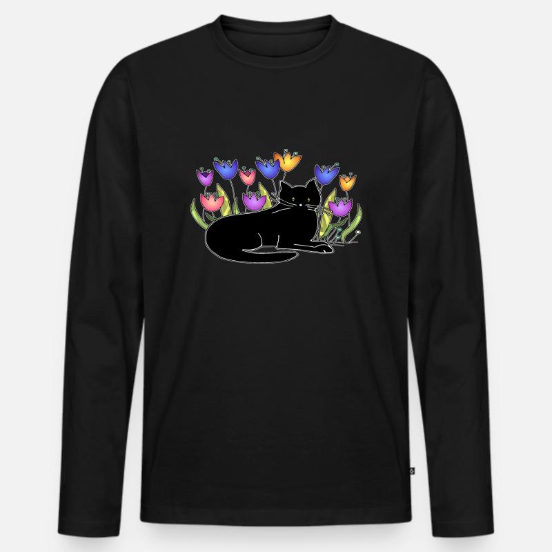 Katze - Männer Premium Bio Langarmshirt - Schwarz