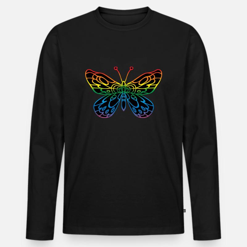 Schmetterling - Männer Premium Bio Langarmshirt - Schwarz