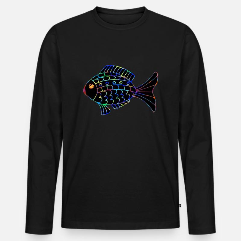 Fisch - Männer Premium Bio Langarmshirt - Schwarz