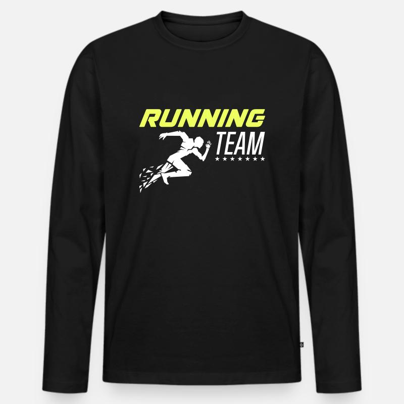running team 1 - Männer Premium Bio Langarmshirt - Schwarz