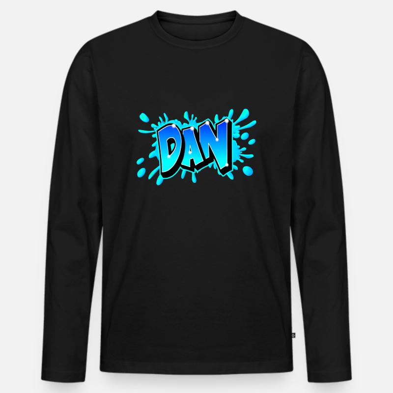 BLUE DAN GRAFFITI - Männer Premium Bio Langarmshirt - Schwarz
