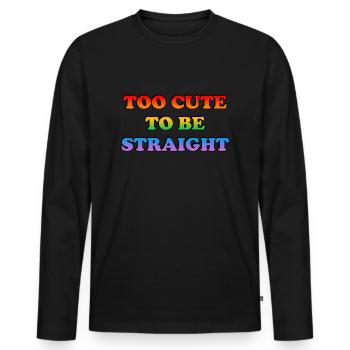 Trop mignon pour être hétéro - T-shirt manches longues Premium bio Homme - noir - Devant - Nico (187cm)
