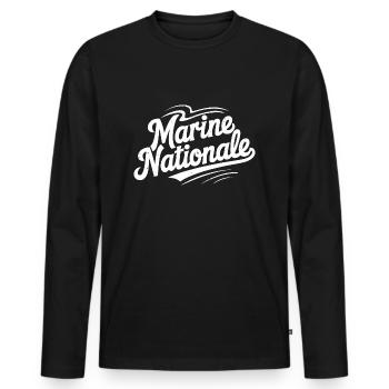 Marine Nationale - T-shirt manches longues Premium bio Homme - noir - Devant - Nico (187cm)
