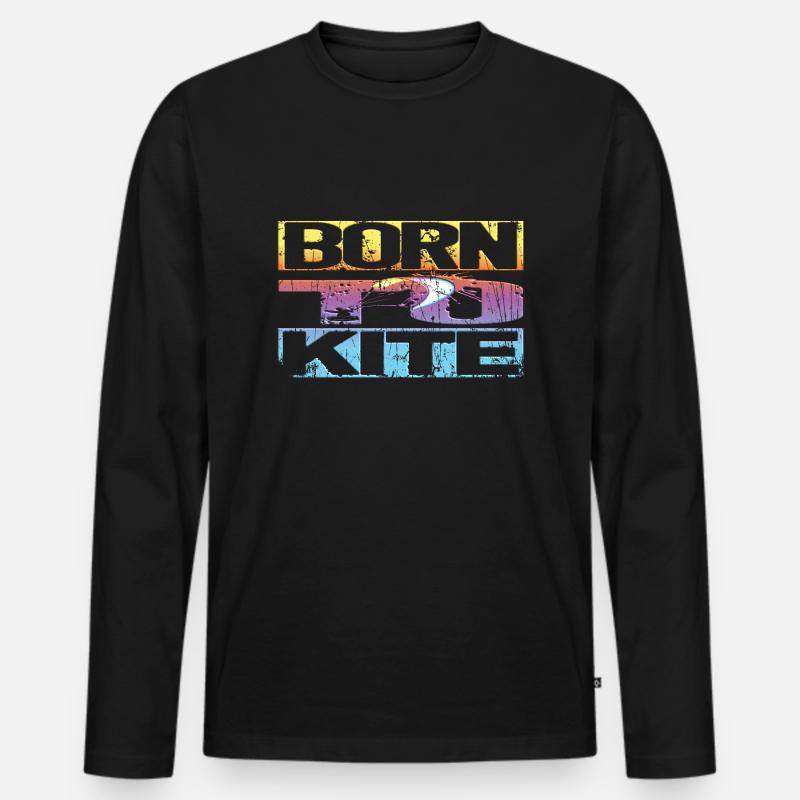 Kitesurfen Retro - Männer Premium Bio Langarmshirt - Schwarz