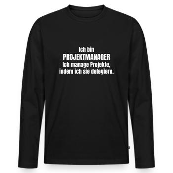 Chefs de projet - T-shirt manches longues Premium bio Homme - noir - Devant - Nico (187cm)