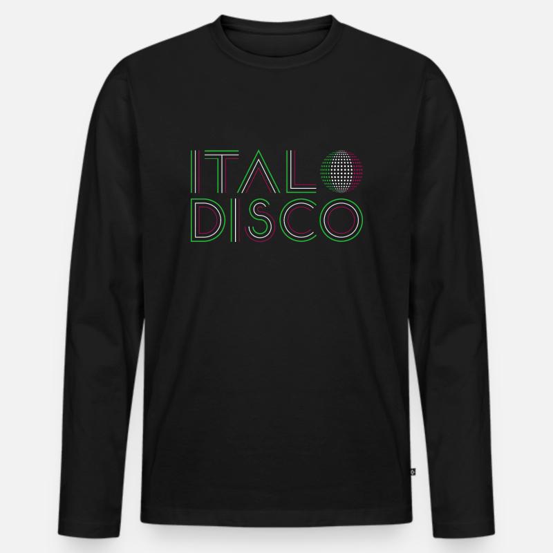 Italo Disco - Männer Premium Bio Langarmshirt - Schwarz