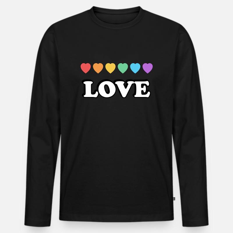 Love Rainbow Hearts - Men's Premium Organic Long Sleeve Shirt - black