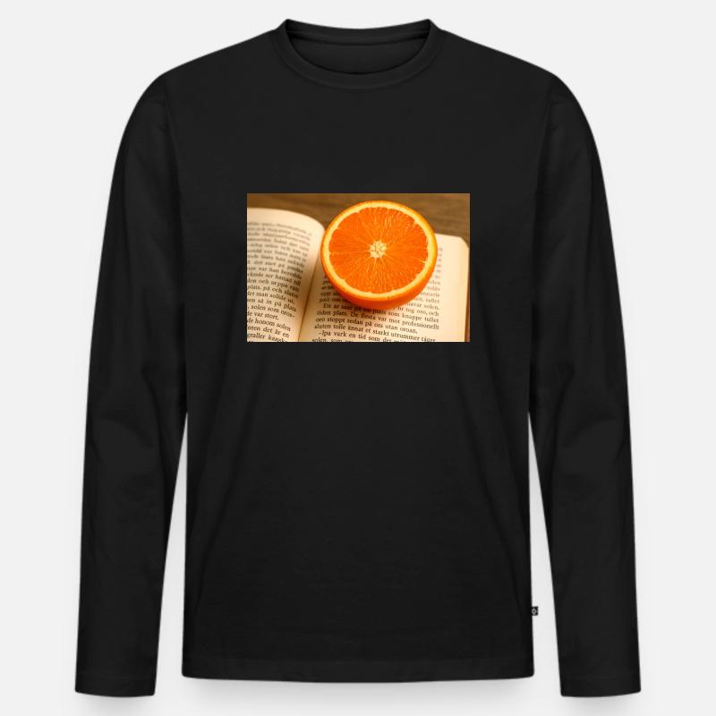 Buche und Orange - Männer Premium Bio Langarmshirt - Schwarz