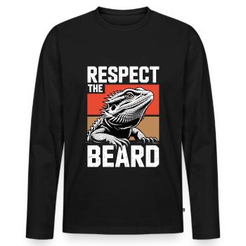 Respect the Beard! Bearded Dragon Reptile Terraristics - Men's Premium Organic Long Sleeve Shirt - black - Front - Nico (187cm)