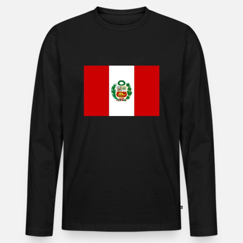 Peru Flagge Fahne - Männer Premium Bio Langarmshirt - Schwarz