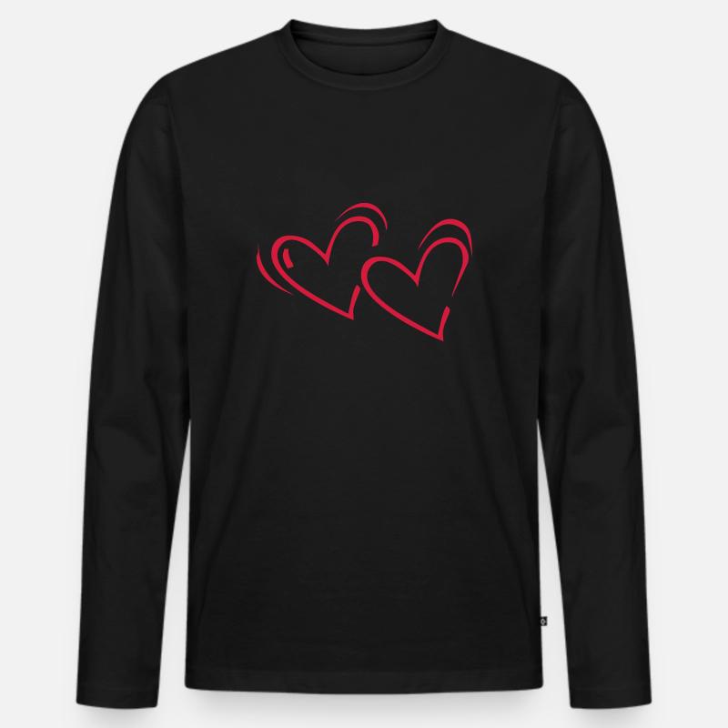 Herz, Herzen, Herzchen - Männer Premium Bio Langarmshirt - Schwarz