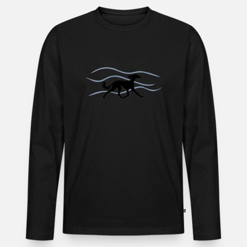 Saluki-Motiv - Männer Premium Bio Langarmshirt - Schwarz