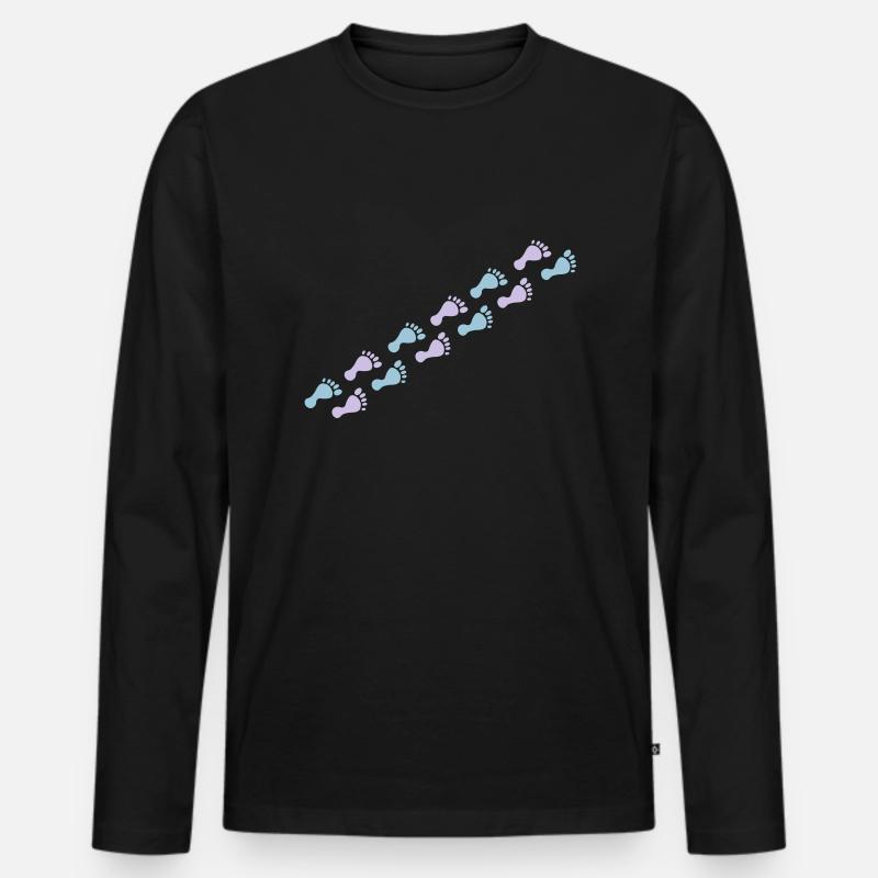 footprints - Männer Premium Bio Langarmshirt - Schwarz