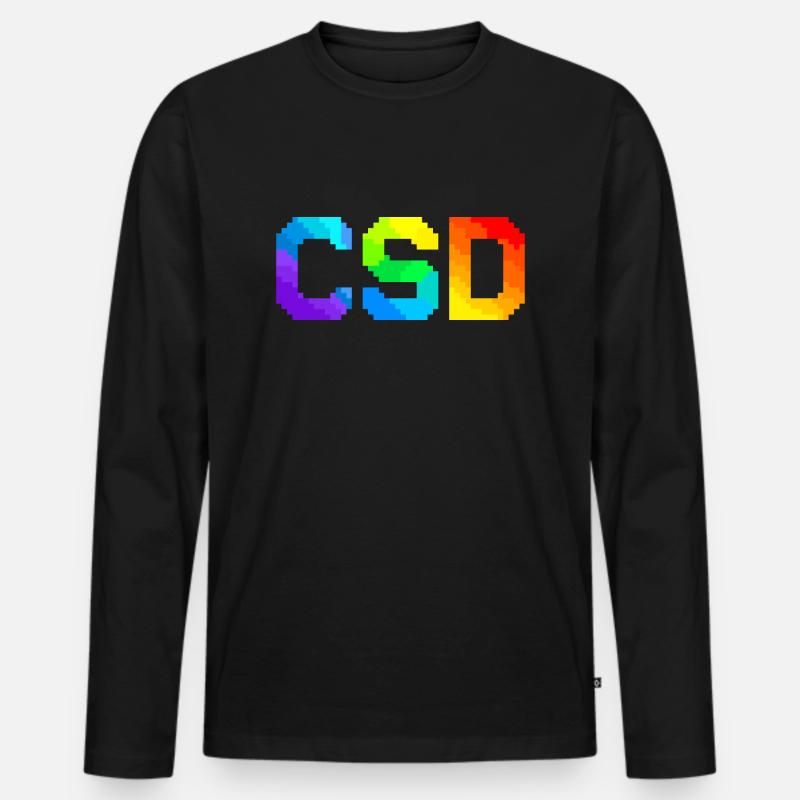 CSD - Pixel Pride Flag - Männer Premium Bio Langarmshirt - Schwarz