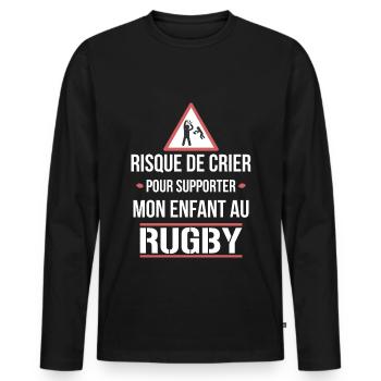 Rugby - risque de crier - T-shirt manches longues Premium bio Homme - noir - Devant - Nico (187cm)