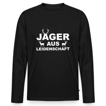 Jagen Jäger Jagd lustiger Spruch lustige Sprüche - Männer Premium Bio Langarmshirt - Schwarz - Vorne - Nico (187cm)