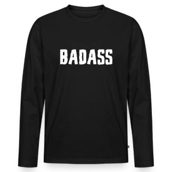 BADASS - Männer Premium Bio Langarmshirt - Schwarz - Vorne - Nico (187cm)