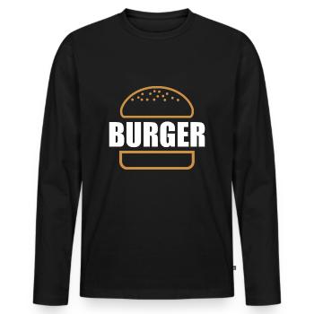 Burger Hamburger Fastfood Food - Men's Premium Organic Long Sleeve Shirt - black - Front - Nico (187cm)