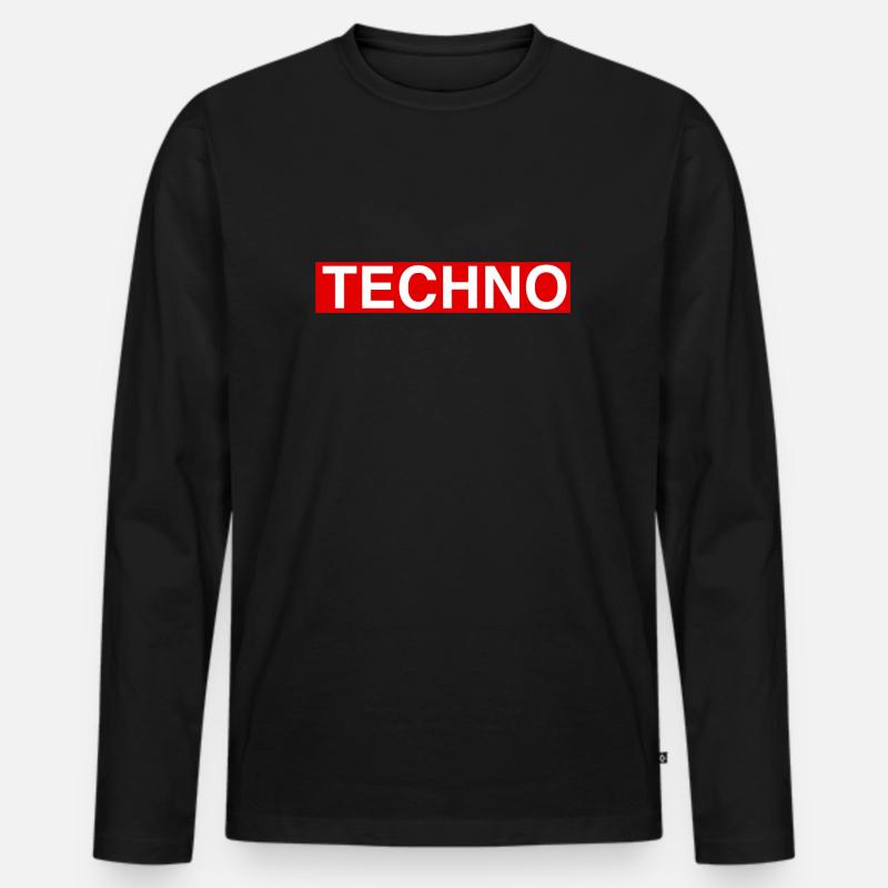 Techno - Männer Premium Bio Langarmshirt - Schwarz