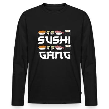 Sushigang Sushiarten saying with faces - Men's Premium Organic Long Sleeve Shirt - black - Front - Nico (187cm)