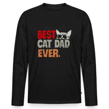 Best Cat Dad Ever chat amoureux du chat cadeau - T-shirt manches longues Premium bio Homme - noir - Devant - Nico (187cm)