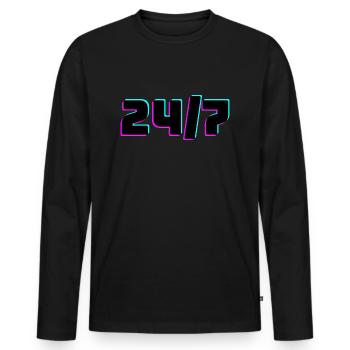 24/7 - Men's Premium Organic Long Sleeve Shirt - black - Front - Nico (187cm)