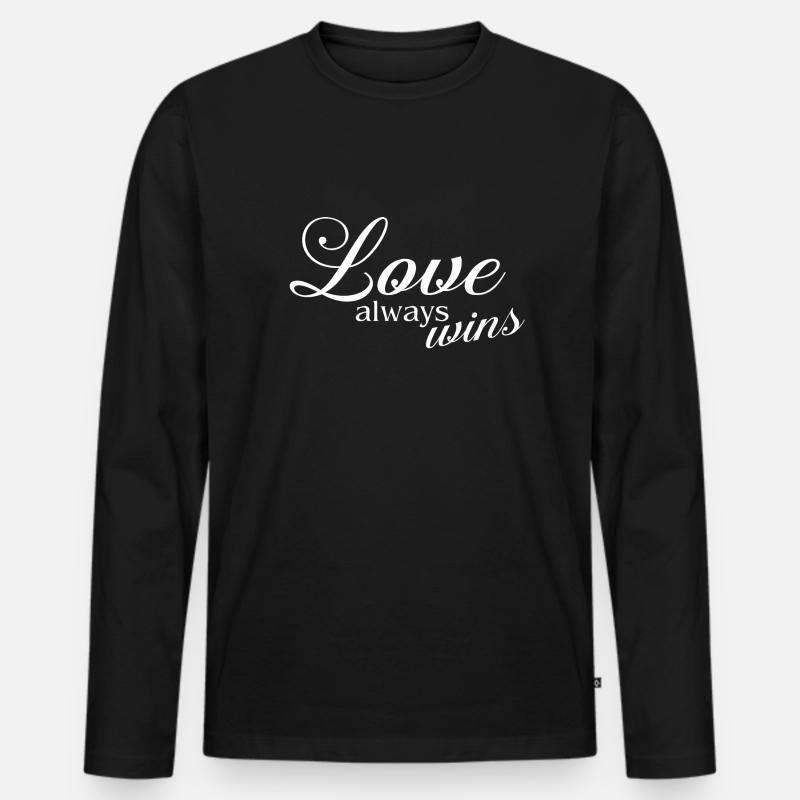 Statement - LOVE always wins 2 - Männer Premium Bio Langarmshirt - Schwarz